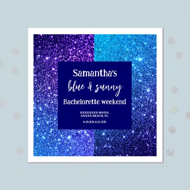 Blue Glitter Bachelorette Party  Napkin (Creator Uploaded)