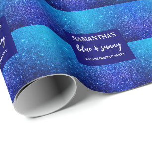 Blue Glitter Bachelorette Party  Wrapping Paper