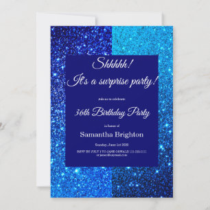 Blue Glitter Birthday Party Invitation