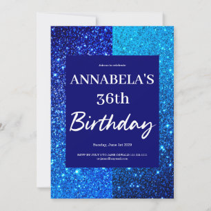 Blue Glitter Birthday Party Invitation