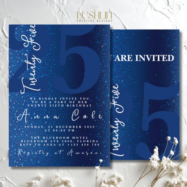 Blue Glitter Birthday Sparkling Glam Party Invitation (Creator Uploaded)