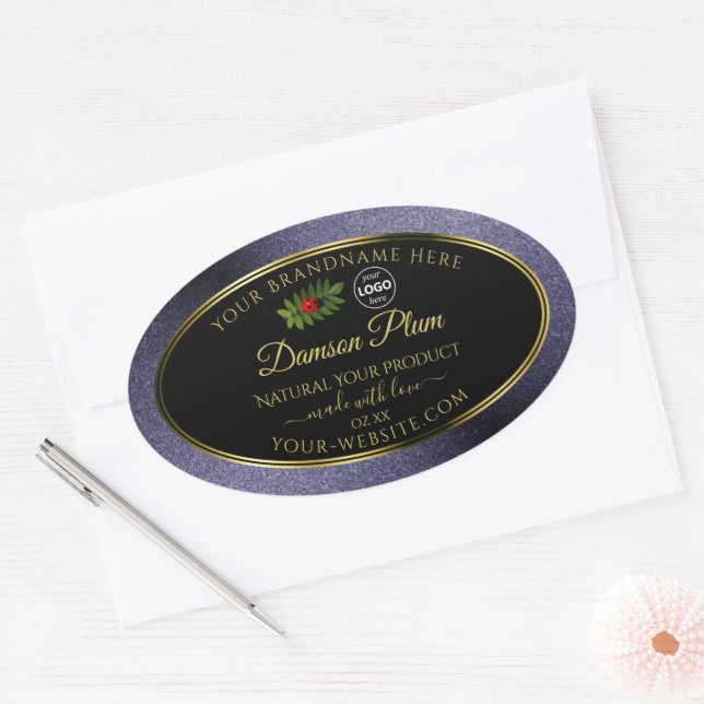 Blue Glitter Black Gold Product Label Ladybug Logo (Envelope)