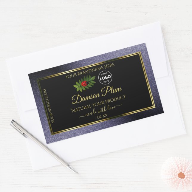 Blue Glitter Black Gold Product Label Ladybug Logo (Envelope)