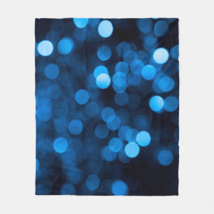 Blue glitter bokeh texture lights fleece blanket