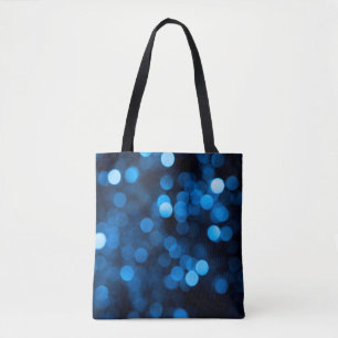 Blue glitter bokeh texture lights tote bag