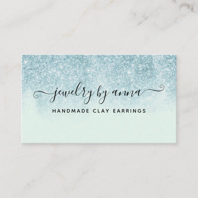 Blue Glitter Business Card (Front)