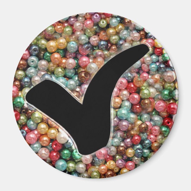 Blue Glitter Check Mark Write Symbol Magnet (Front)