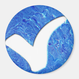 Blue Glitter Check Mark Write Symbol Magnet