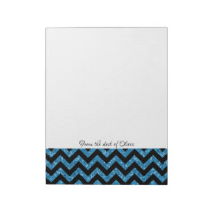 Blue Glitter Chevron Notepad