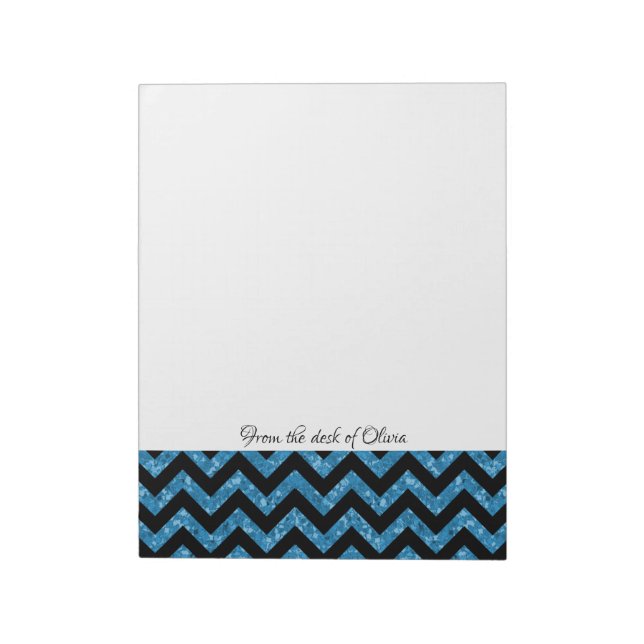 Blue Glitter Chevron Notepad (Rotated)