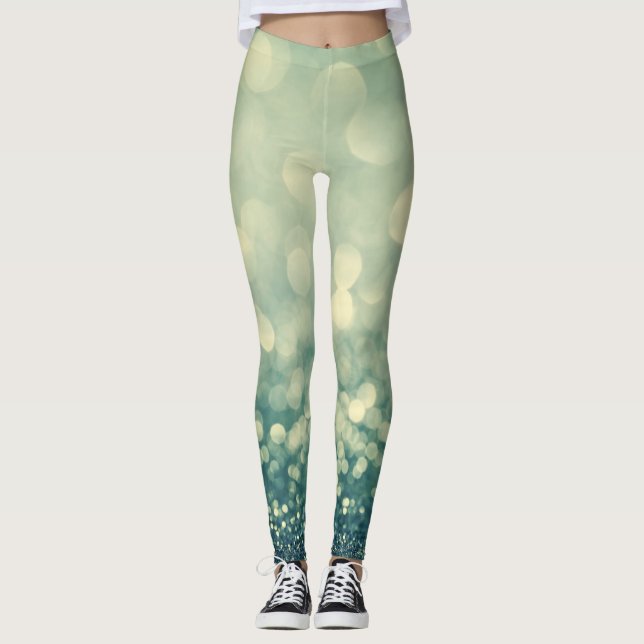 Blue Glitter: Christmas Abstract Leggings (Front)