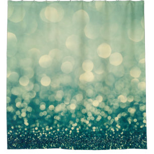 Blue glitter christmas abstract shower curtain