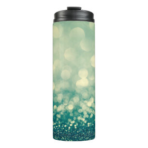 Blue glitter christmas abstract thermal tumbler