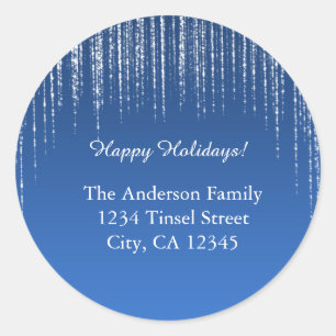 Blue & Glitter Christmas Holiday Address Labels