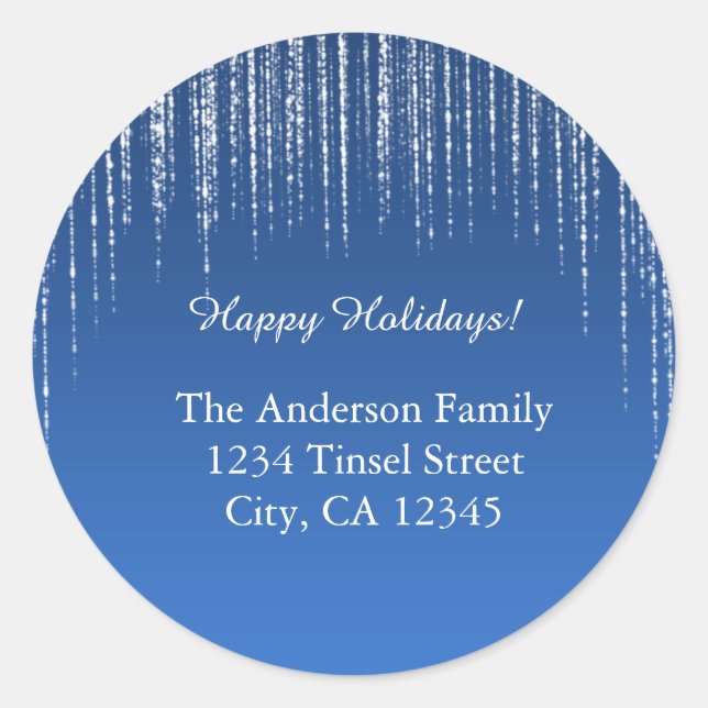 Blue & Glitter Christmas Holiday Address Labels (Front)