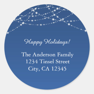 Blue & Glitter Christmas Holiday Address Labels