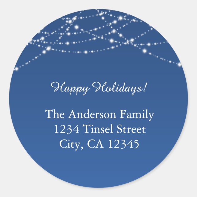 Blue & Glitter Christmas Holiday Address Labels (Front)