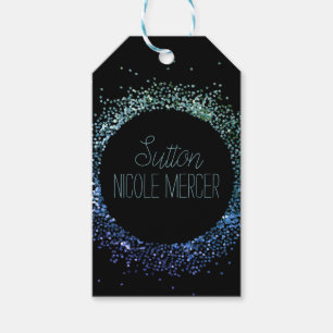 Blue Glitter Circle Gift Tags