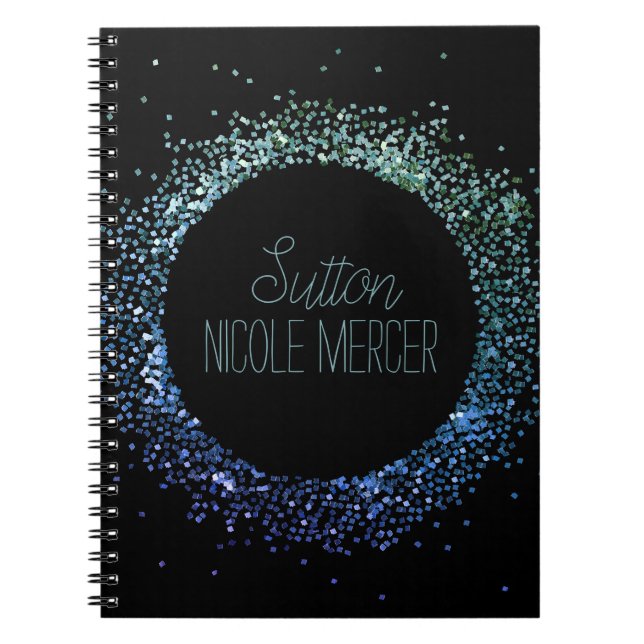 Blue Glitter Circle Notebook (Front)