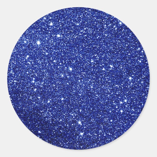 Blue Glitter  Classic Round Sticker (Front)