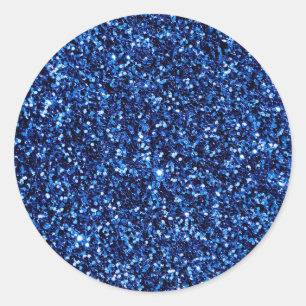 Blue Glitter Classic Round Sticker
