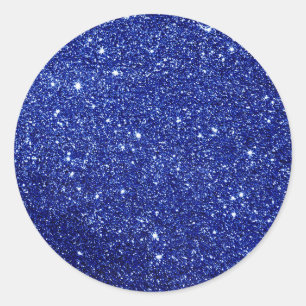 Blue Glitter Classic Round Sticker