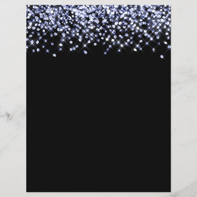 Blue Glitter Confetti Scrapbook Paper (Front)