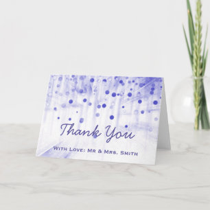 Blue Glitter Confetti Sparkles Dots Thank You Card