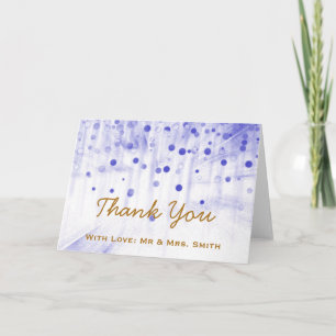 Blue Glitter Confetti Sparkles Dots Thank You Card