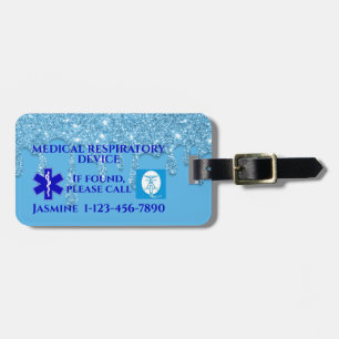 Blue Glitter CPAP Machine Carry-On Luggage Tag