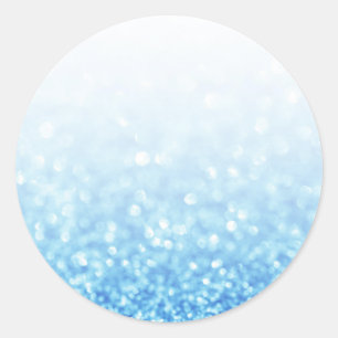 Blue Glitter Custom Trendy Classic Round Sticker