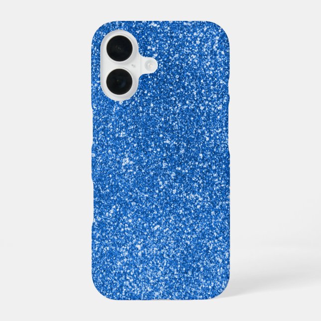 Blue Glitter Design iPhone 16 Case (Back)