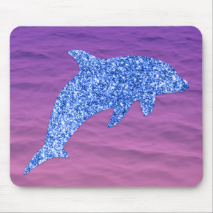 Blue Glitter Dolphin In Pink And Purple Sea Mouse Mat