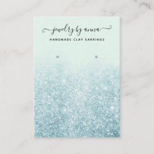 Blue Glitter Earring Display Business Card