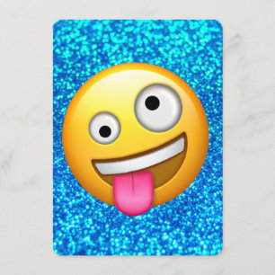 Blue glitter emoji invitation