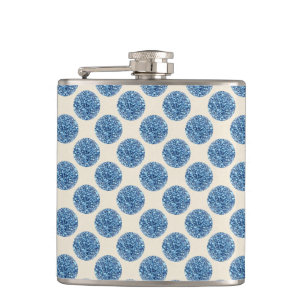 Blue Glitter Faux Foil Confetti Dots Hip Flask