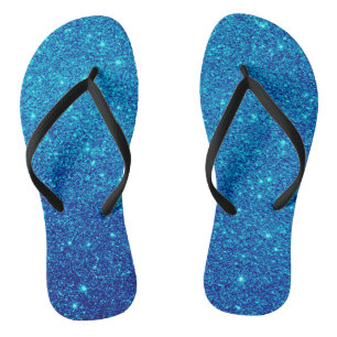 Blue Glitter Flip Flops
