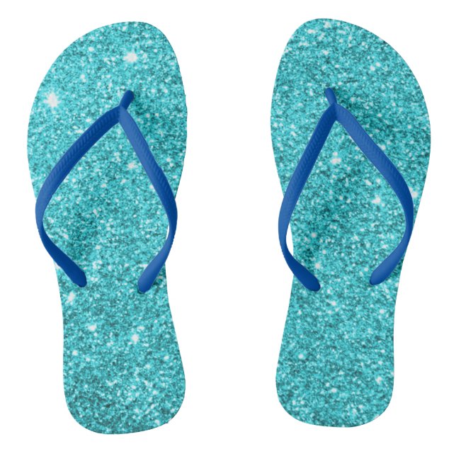 Blue Glitter Flip Flops (Footbed)