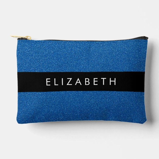 Blue Glitter, Glitter Background, Your Name Accessory Pouch (Front)