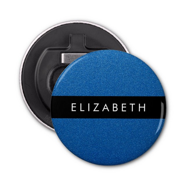 Blue Glitter, Glitter Background, Your Name Bottle Opener (Front)