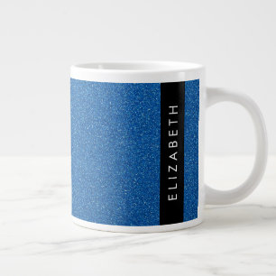 Blue Glitter, Glitter Background, Your Name Large Coffee Mug