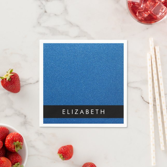 Blue Glitter, Glitter Background, Your Name Napkin (Insitu)