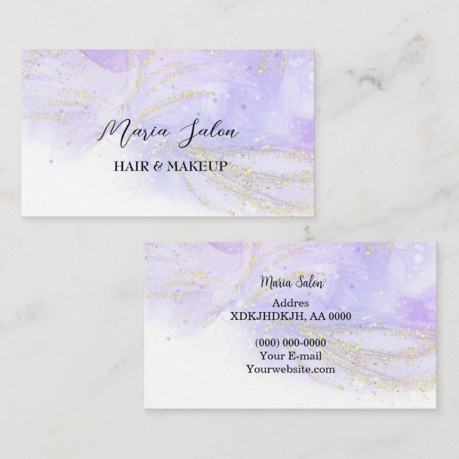 blue glitter gold  watercolor Business Card (Front/Back)