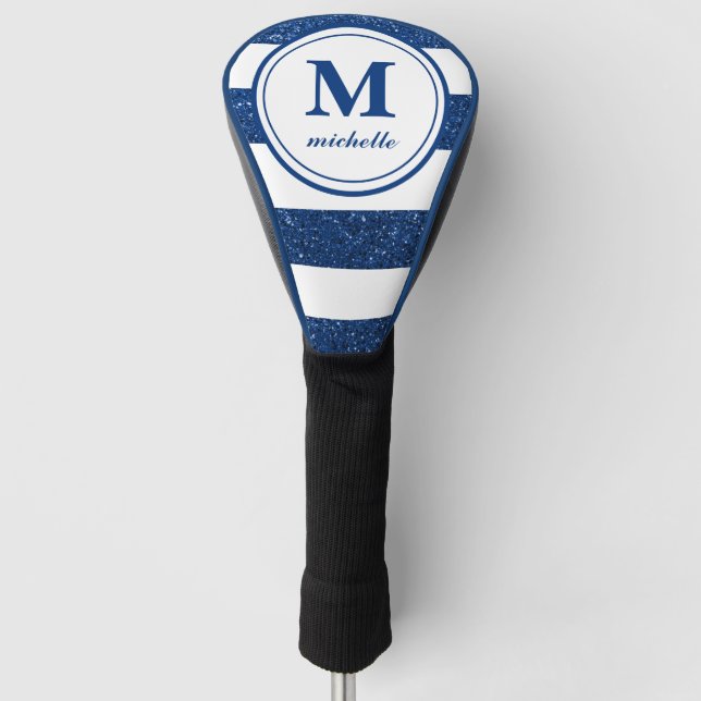 Blue Glitter | Golf | personalised NAME monogram Golf Head Cover (Front)