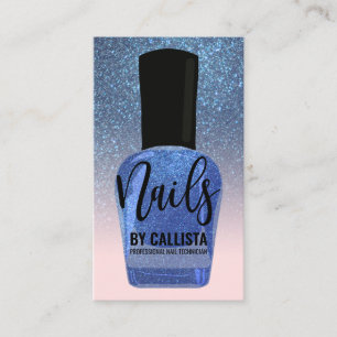 Blue Glitter Gradient Nail Polish Nail Technician Business Card