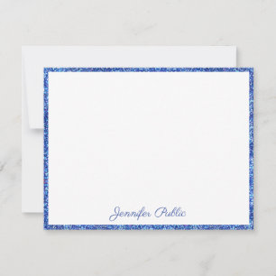 Blue Glitter Handwritten Script Elegant Custom Card