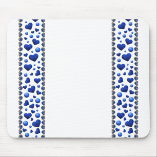 Blue glitter heart on white mouse mat