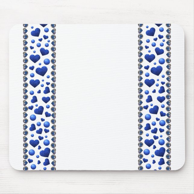 Blue glitter heart on white mouse mat (Front)