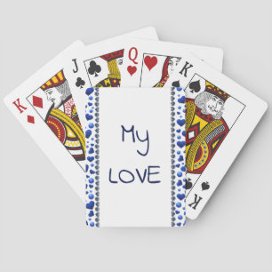 Blue glitter heart  playing cards