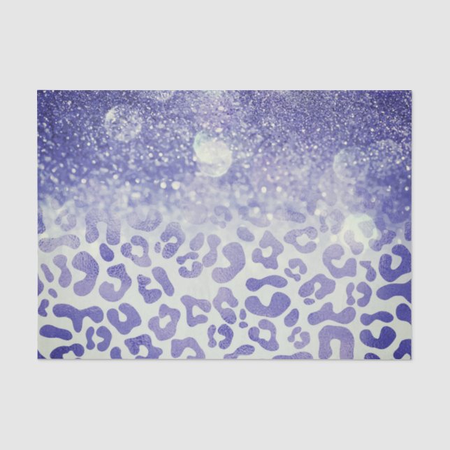 Blue Glitter Leopard Print Tissue Paper (Front)